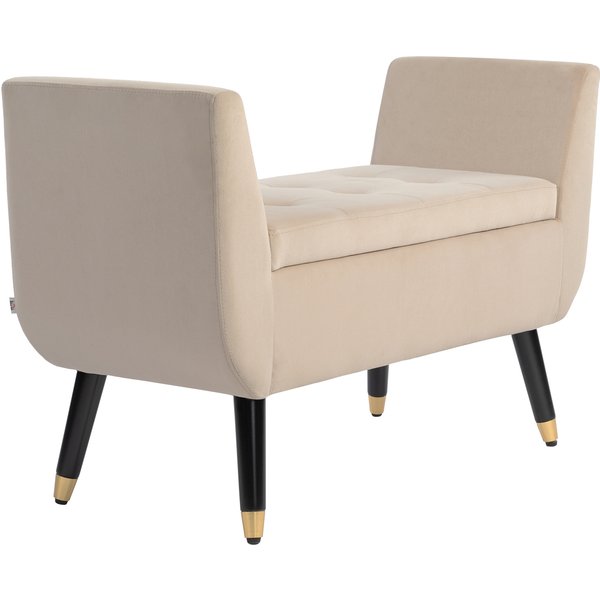 HOMCOM Upholstered Bench with Storage, Armrests, Velvet-like Polyester, Rubberwood, 107 x 42 x 65 cm, Beige | Aosom Ireland