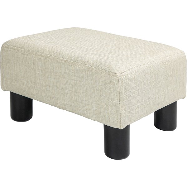 HOMCOM Ottoman Footstool Low Linen Fabric 110 kg Load Capacity 40 x 30 x 24 cm Beige | Aosom Ireland