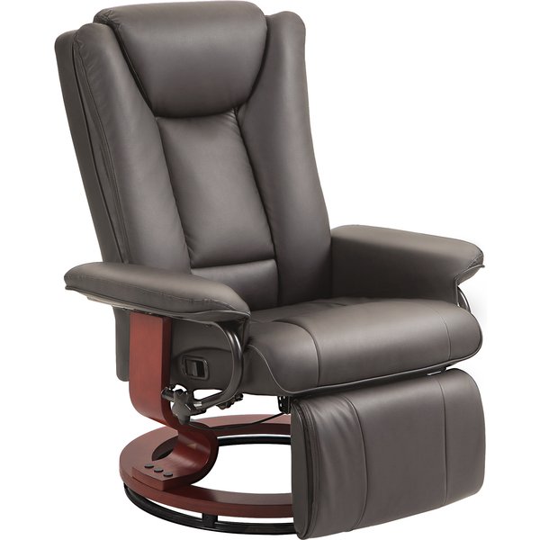 HOMCOM Recliner with Lounger Function, Swivel, up to 150 kg, Faux Leather Upholstery, Steel Frame, Brown | Aosom Ireland