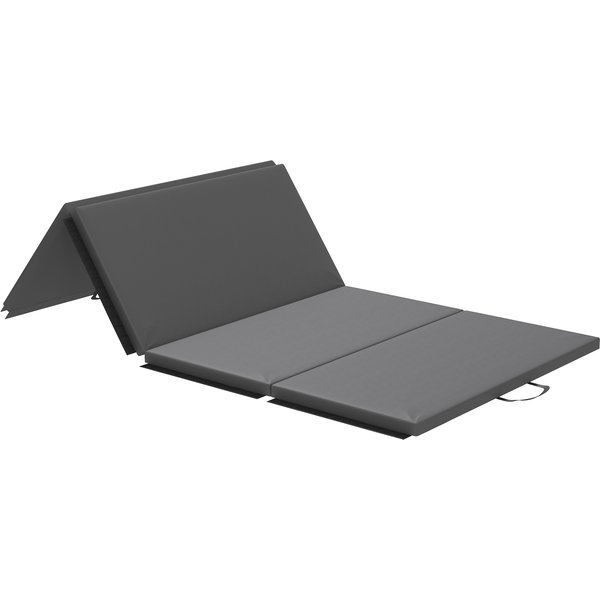 HOMCOM Gymnastics yoga pilates fitness mat, 4-panel foldable with handles, synthetic cover, 240 x 120 x 5 cm, gray | Aosom Ireland