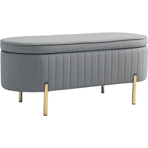 HOMCOM Storage bench, velvet bed-end bench with lid, metal legs, 72 L capacity, 108x44x43.5 cm, gray | Aosom Ireland