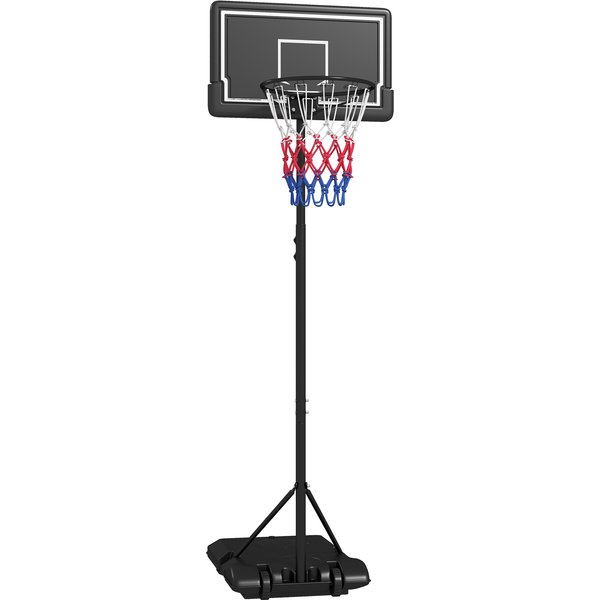 SPORTNOW Outdoor Basketball Hoop Adjustable Heights 182-213/220-250 cm, Wheeled Freestanding Hoop, Black | Aosom Ireland