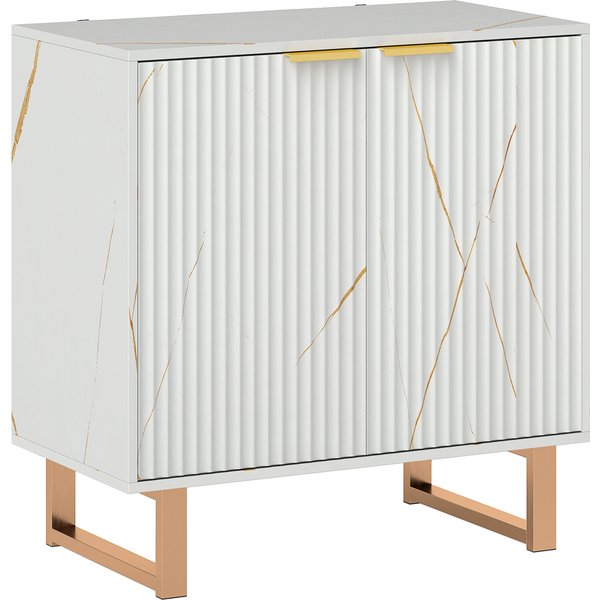 HOMCOM Elegant Storage Sideboard - White/Gold-Tone | Aosom Ireland