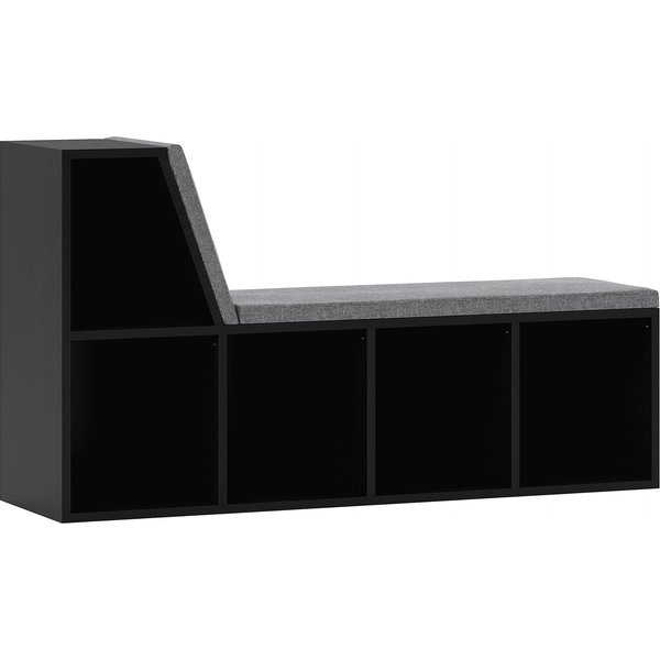 HOMCOM 2-in-1 Bench Bookshelf with 5 Storage Compartments and 2 Cushions 108 x 30 x 60 cm Black Grey | Aosom Ireland