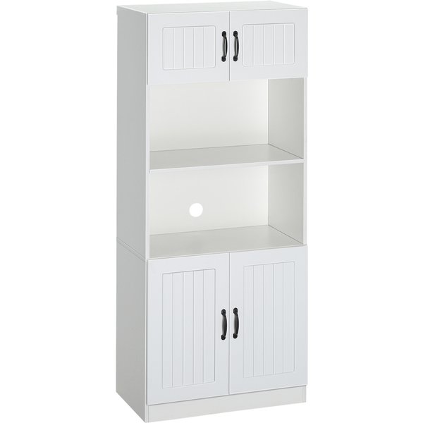 HOMCOM Kitchen unit Buffet cabinet, Rustic style, 2 cabinets, 2 shelves, 70 cm x 40 cm x 170 cm White + Black | Aosom Ireland