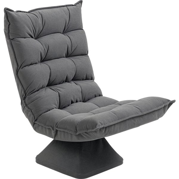 HOMCOM Tufted Relax Armchair, Adjustable Backrest, 360° Swivel, Linen Upholstery, Heather Grey | Aosom Ireland