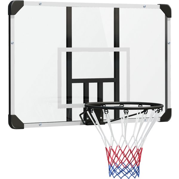 SPORTNOW Wall-mounted basketball hoop with special rim and all-season net for indoor and outdoor use 113x61x73cm white | Aosom Ireland
