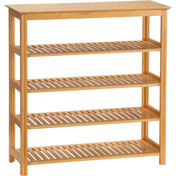 HOMCOM 5-Tier Shoe Rack, Bamboo Slatted Shoe Rack with 4 Slatted Shelves, 80x29x82cm, Natural Wood Effect | Aosom Ireland