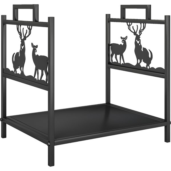 Outsunny Indoor Firewood Rack 42,5 x 33,5 x 43 cm Metal Firewood Rack for Fireplace Stove Black | Aosom Ireland
