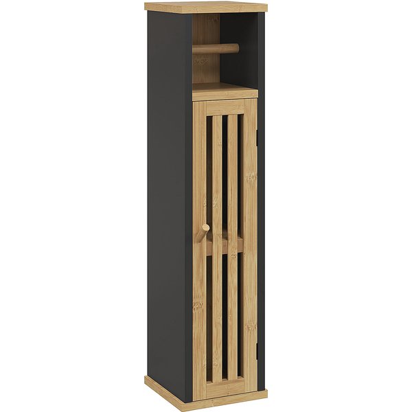 HOMCOM Bathroom cabinet with toilet paper holder storage with removable bar 2 Levels + Paper Outlet MDF Bamboo | Aosom Ireland