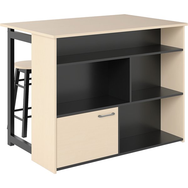 HOMCOM 3-pc. Bar set, Bar table with foldable tabletop, 2 bar stools, 6 storage compartments, black+oak, 116 x 70 x 89.5 cm | Aosom Ireland
