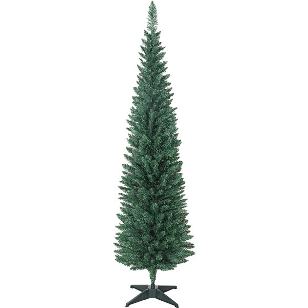 HOMCOM Artificial Christmas Tree 180 cm, slim Christmas tree, 321 branch tips, easy to assemble and store, for home office, green | Aosom Ireland
