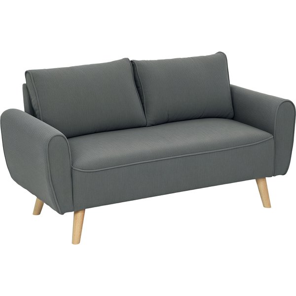 HOMCOM Two-Seater Sofa, Fabric Couch, 2 Back Cushions, Cord Cover, 145 x 75 x 78 cm, Anthracite | Aosom Ireland