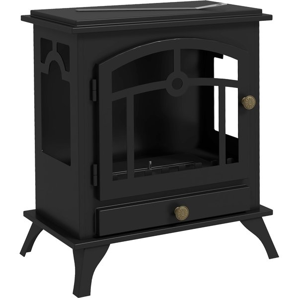 HOMCOM Freestanding Bioethanol Fireplace, 1.2 L burner, approx. 3 h burn time Dim. 45L x 28l x 54H cm Black Steel | Aosom Ireland
