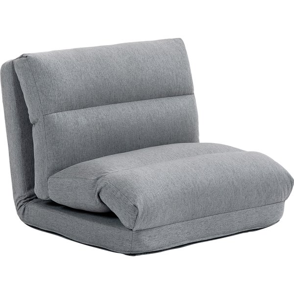 HOMCOM Floor chair lazy sofa convertible to bed reclining 90° to 180° fabric - 70l x 72P x 56H cm - gray | Aosom Ireland