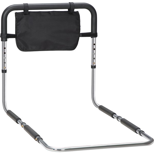 HOMCOM Bed Support Rail Secure Protection Handle Adjustable 5 Heights Pouch Storage 87Lx51.5lx45-55H cm | Aosom Ireland