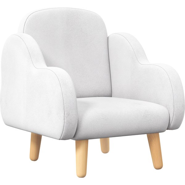 ZONEKIZ Children's armchair Scandinavian cloud design high comfort with angled legs and fabric 46 x 51 x 55 cm white | Aosom Ireland