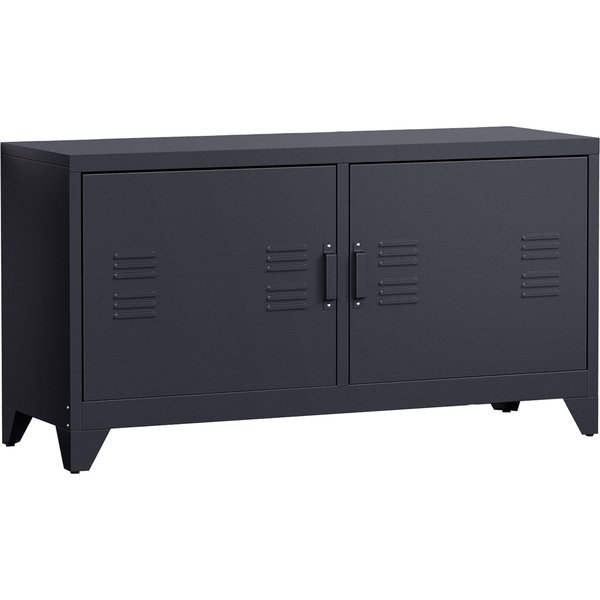 HOMCOM Industrial TV Cabinet Stand Media Center Steel Shelf Doors Storage System | Aosom Ireland