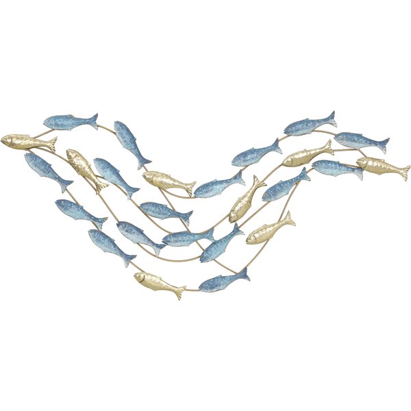 HOMCOM Modern metal wall decoration, metal wall sculpture with unique fish pattern, 100 x 50 cm, light blue | Aosom Ireland