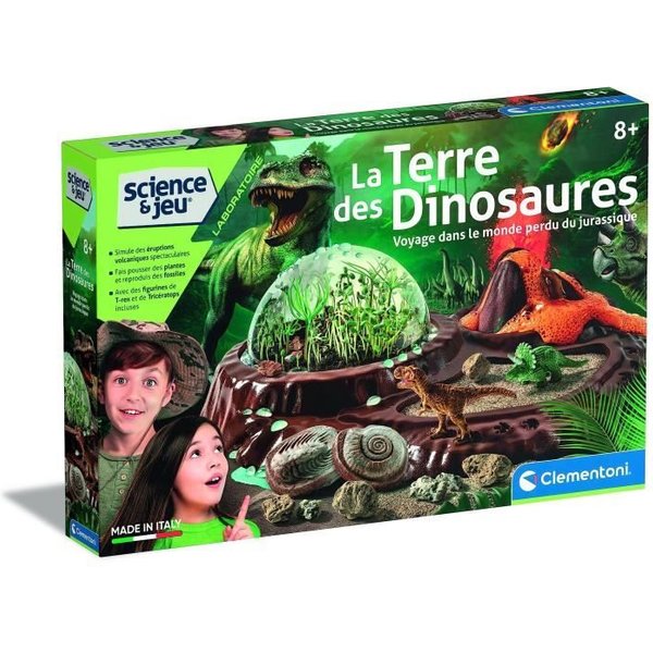 Clementoni - Sciences Et Jeu - Le Monde Des Dinosaures - Terrarium A CréEr + 3 Figurines Dinosaures - Fabriqué En Italie-image