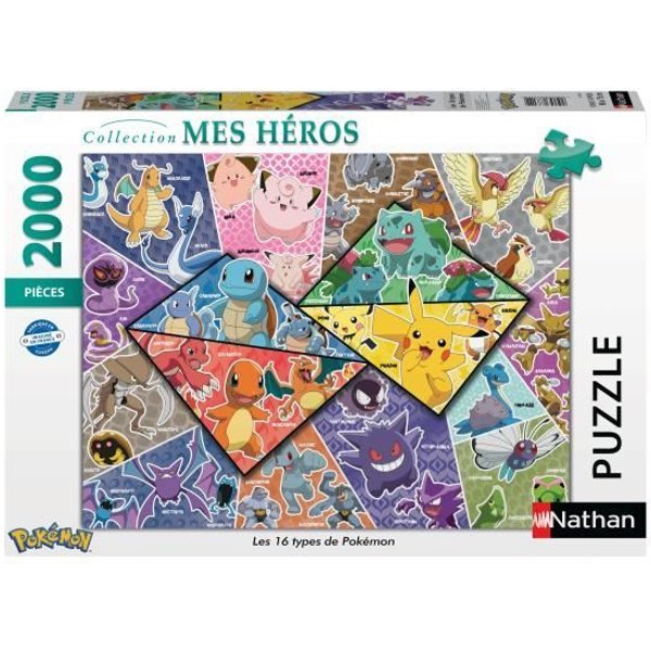 Nathan-Pokemon-Puzzle 2000 Pieces - Les 16 Types De PokéMon-4005556873142-A Partir De 14 Ans-image