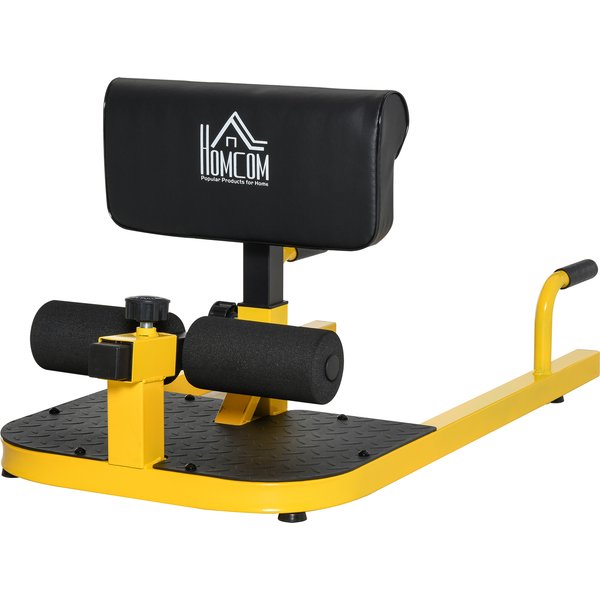 HOMCOM 3-in-1 Padded Push Up Sit Up Deep Sissy Squat Machine Home Gym Work Out Leg Fitness Equipment, Yellow | Aosom Ireland