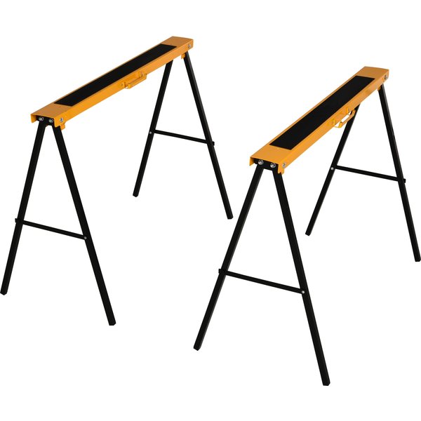 HOMCOM 2-Piece Saw Horse Material Support Steel Organizer Heavy Duty 125kg Non-Slip Cushion Side Grip Handle Foldable Design Saving Space | Aosom Ireland