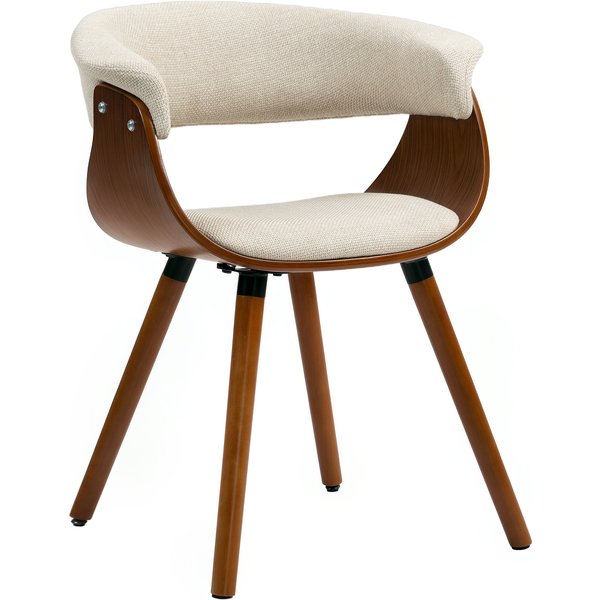 HOMCOM Esszimmerstuhl Küchenstuhl mit Rückenlehne, Leinenoptik, Sessel Polsterstuhl mit Holzbeine für Esstisch, Beige Aosom