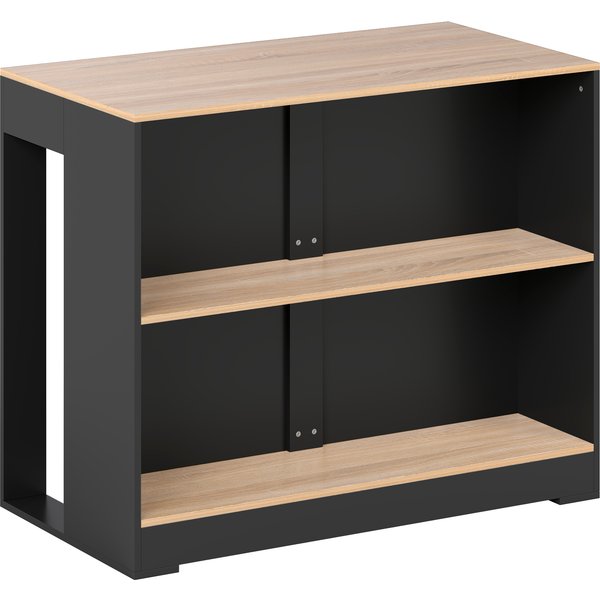 HOMCOM Bartisch mit 3 Ablagen, platzsparende Bar-Theke mit rutschfesten Füßen, Kücheninsel mit Regal, Industrial-Design, für Küche & Esszimmer, 113x60x90 cm, Schwarz und Holzton Aosom