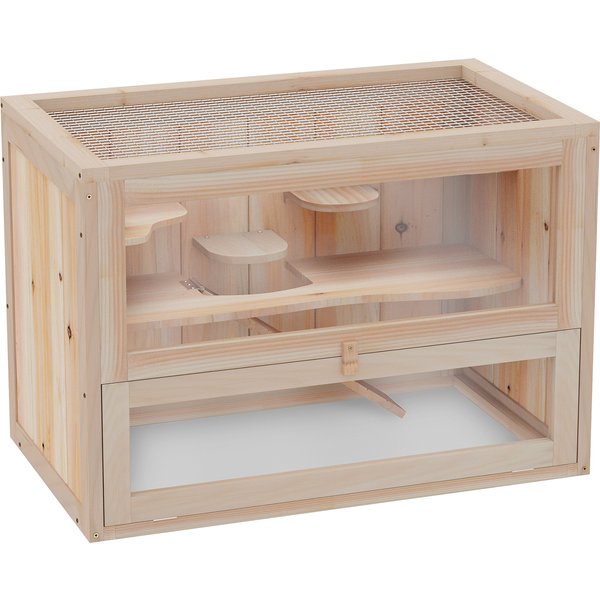 PawHut Wooden Hamster Cage Small Animal House Pets at Home, 60 x 35 x 42 cm | Aosom Ireland