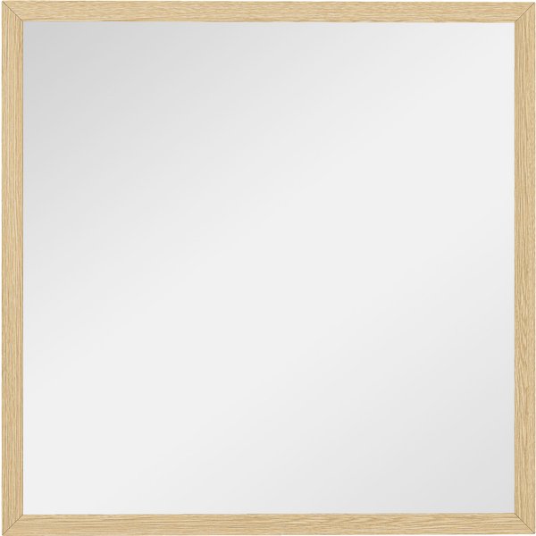 HOMCOM Wandspiegel quadratisch 50 x 50 cm, Rahmen aus Naturholz, ideal für Bad, Wohnzimmer oder Schlafzimmer Aosom