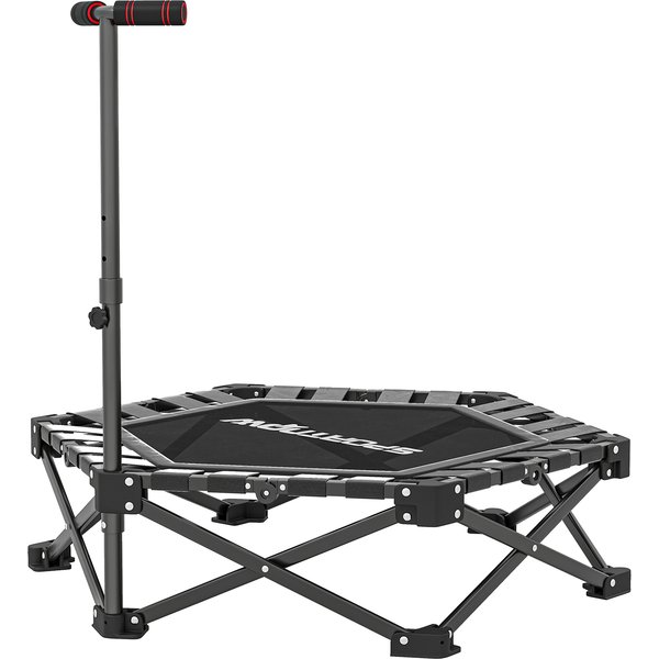SPORTNOW Fitness trampoline with adjustable T-handle, foldable, carry bag, 120 kg load capacity, steel, plastic, black | Aosom Ireland