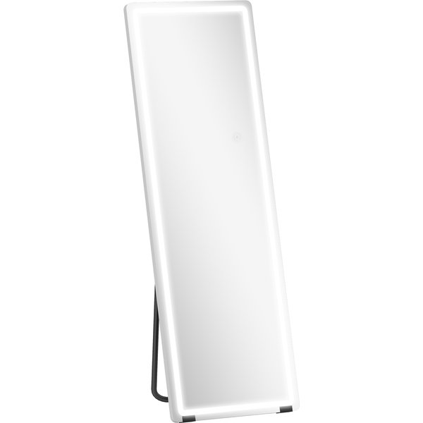 HOMCOM Ganzkörperspiegel mit Beleuchtung, 150x50 cm, rahmenloser Ganzkörperspiegel, 3 Farbtemperaturen, dimmbar, freistehend, angelehnt und wandmontierbar, für Schlafzimmer, transparent Aosom