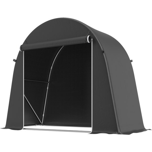 Outsunny Garage Tent for Bicycles and Tools with Zipper Entry, in PE and Metal, 245x120x200 cm, Dark Grey | Aosom Ireland