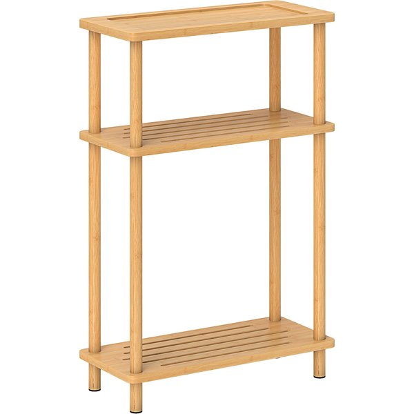 HOMCOM Bamboo Side Table, 3-Tier Slim End Table, Nordic Style, for Living Room, Bedroom, Office, Tool-Free Assembly, Natural Wood Finish | Aosom Ireland