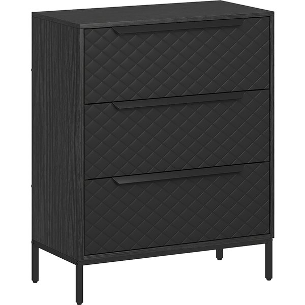 HOMCOM Chest of Drawers, Dresser with 3 Fabric Drawers and Aluminium Handles - Black | Aosom Ireland
