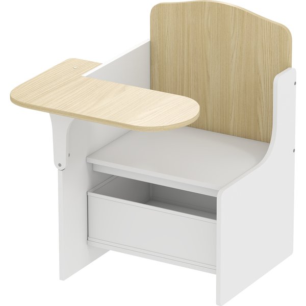 AIYAPLAY Kids Table and Chair Set, Children Desk and Chair with Storage Bins for Playing, Reading, Painting, for Ages 3-5, White | Aosom Ireland