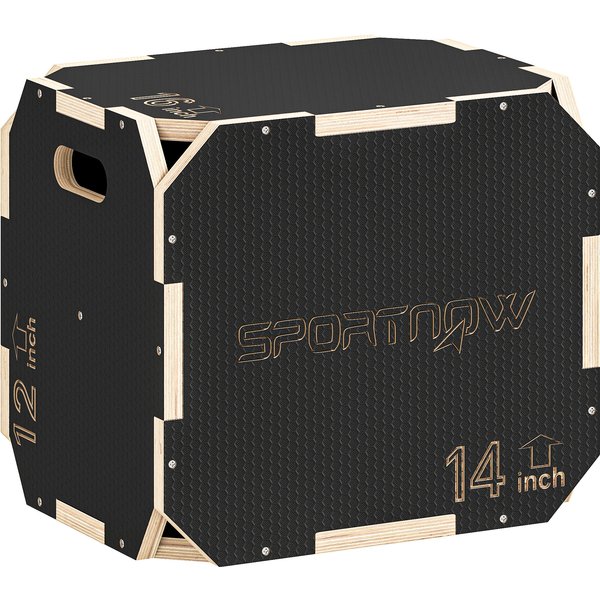 SPORTNOW Non-Slip Plyo Box, Corner-free Wooden Jump Box, 31 x 36 x 41 cm | Aosom Ireland