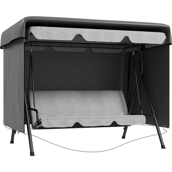 Outsunny Waterproof Swing Bench Cover: Anti-UV Outdoor Furniture Protector, Dark Grey, 215L x 155W x 150Hcm | Aosom Ireland