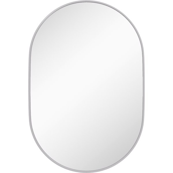 Homcom Miroir Salle De Bain Ovale Mural Avec Cadre En Aluminium, Vertical Ou Horizontal, 60X90 Cm, Argent-image