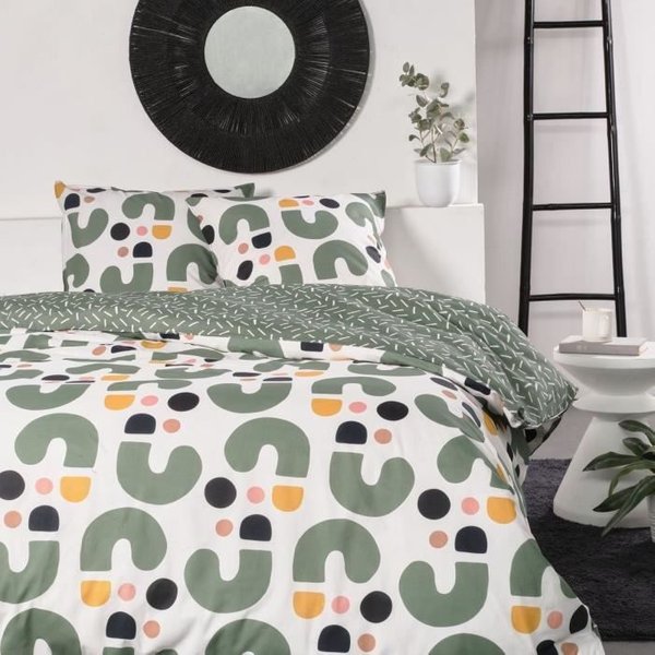Parure De Lit - Today - Sunshine - 2 Personnes - 240X220Cm - Coton - Vert - Autres Motifs-image