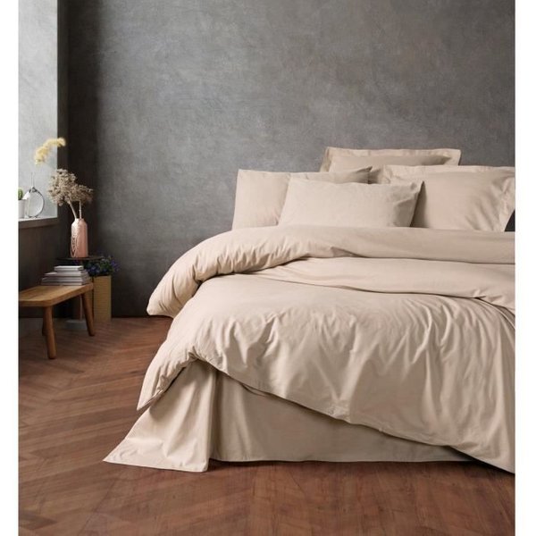 Parure De Lit - 1 Housse De Couette 220 X 240 Cm + 2 Taies D'oreiller 60 X 60 Cm - 100% Coton Renforcé - Beige-image