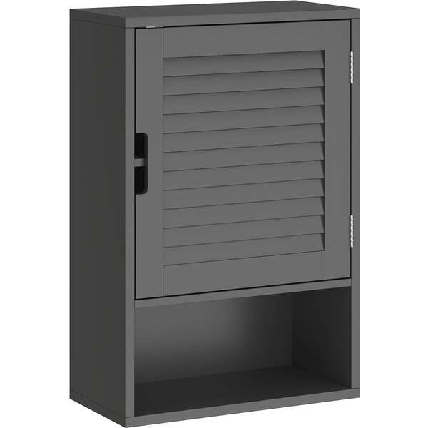 HOMCOM Wand-Badezimmerschrank, Hängeschrank mit verstellbarem Einlegeboden und gedämpfter Tür, vielseitiger Schrank für Bad und Flur, 40x20x60 cm, Schwarz Aosom