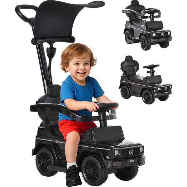 HOMCOM Ride-On Car Push Along Car Mercedes-Benz G350 Sliding Walker Foot to Floor Slider Stroller Toddler w/ Steering Wheel, Black | Aosom Ireland