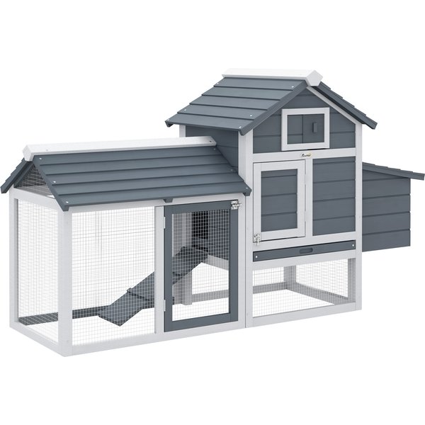 PawHut Small cottage chicken coop on legs dim. 151.5L x 54l x 87H cm multi-equipped solid pine wood | Aosom Ireland