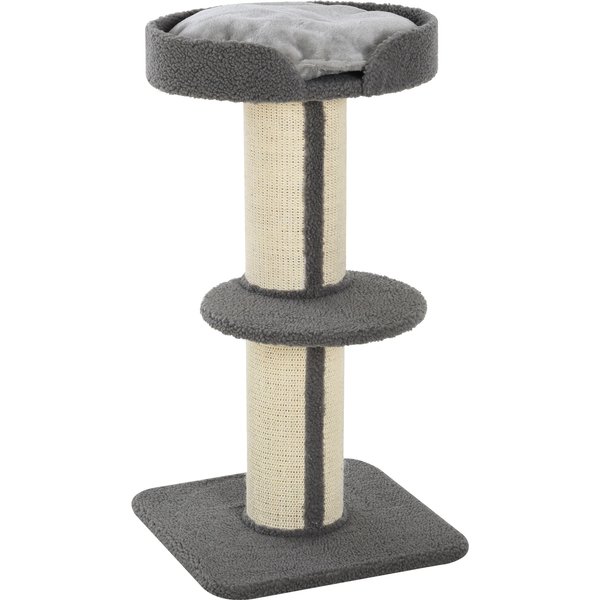 PawHut Kratzsäulen für Katzen, stabiler Kratzbaum mit Plattform, Sisal, Belastbarkeit 30kg, grau für aktives Spiel & Entspannung Aosom.de