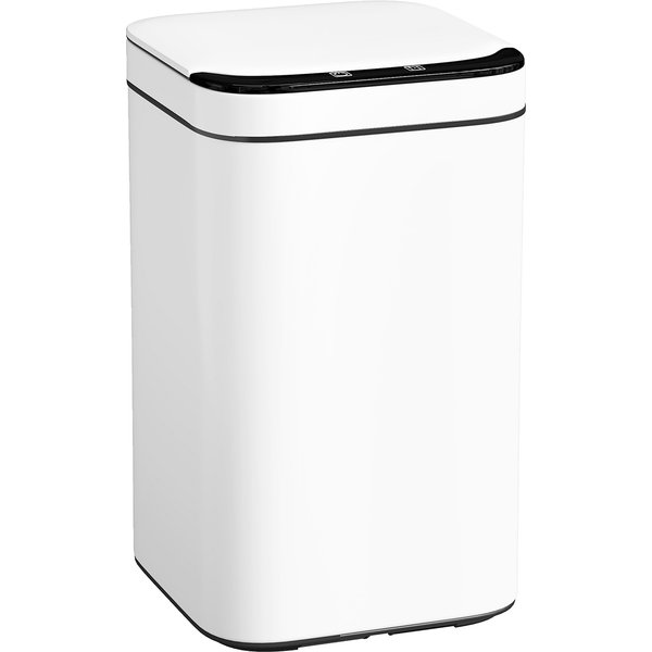 HOMCOM Mülleimer 13 L mit Sensor und Fach für Duftspender, Abfalleimer aus verzinktem Stahl und PP, 24x24x41 cm, Weiß und Schwarz Aosom
