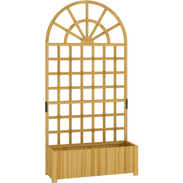 Outsunny Wooden Raised Planter with Trellis, Raised Bed for Garden with Lattice and Drainage Holes for Climbing Plants | Aosom Ireland