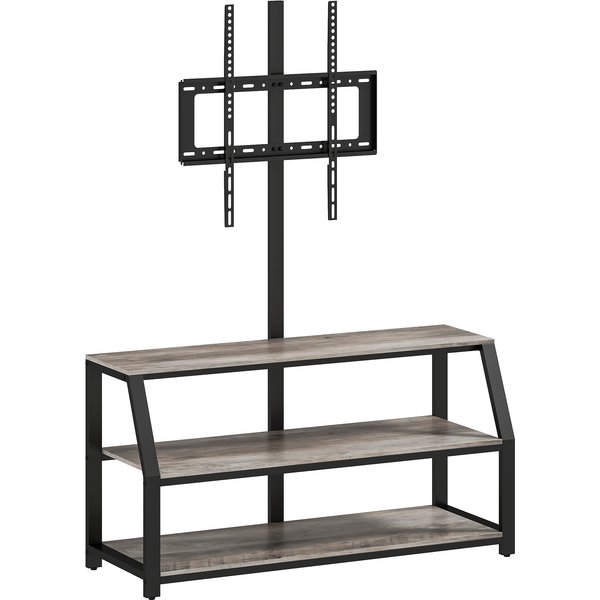 HOMCOM TV-Möbel mit Halterung für Fernseher bis 183 cm, TV-Schrank 110 cm mit 2 offenen Ablagen und Metallrahmen, TV-Bank für Wohnzimmer, Schlafzimmer, grau Aosom