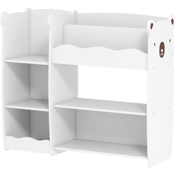 Aiyaplay ÉTagèRe Pour Jouets Pour Enfants éTagèRes Ouvertes Compartiments Motif Ours Organiseur De Jouets Blanc-image